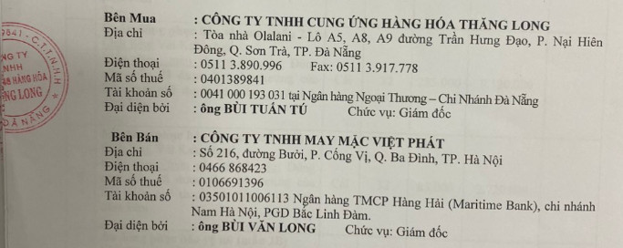 Hợp đồng cty Thăng Long